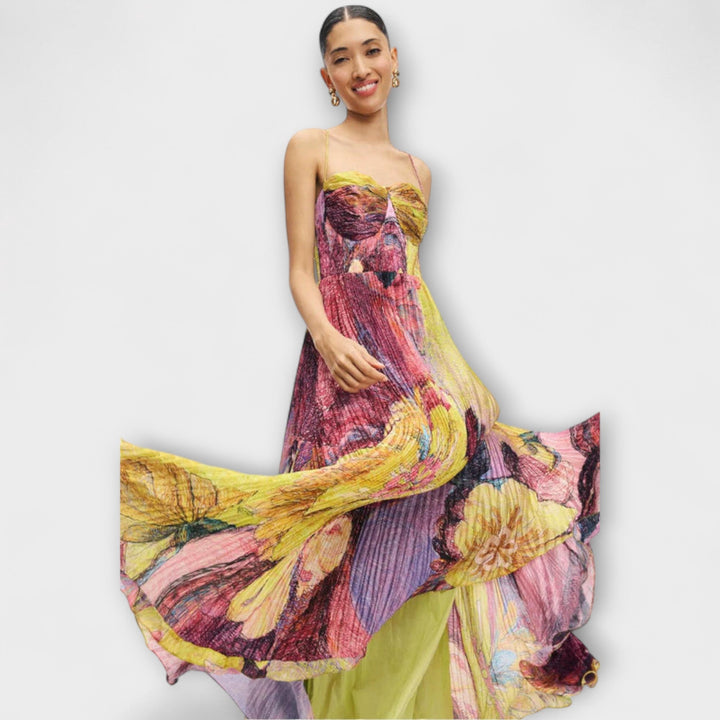 Maxi Dress with Vibrant Ikat Print