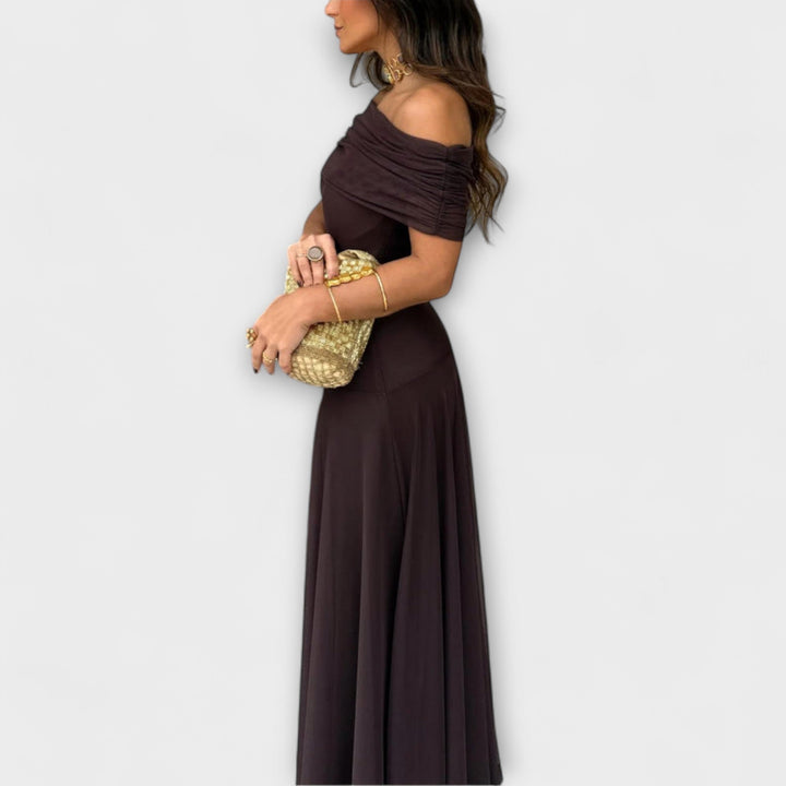 One-Shoulder Mesh Maxi Dress