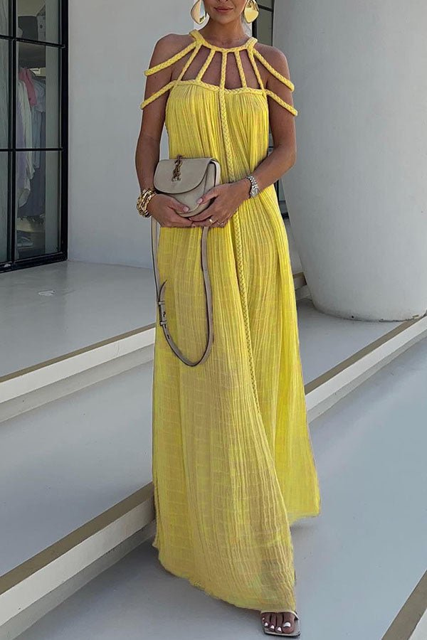 BRAIDED LINEN MAXI DRESS
