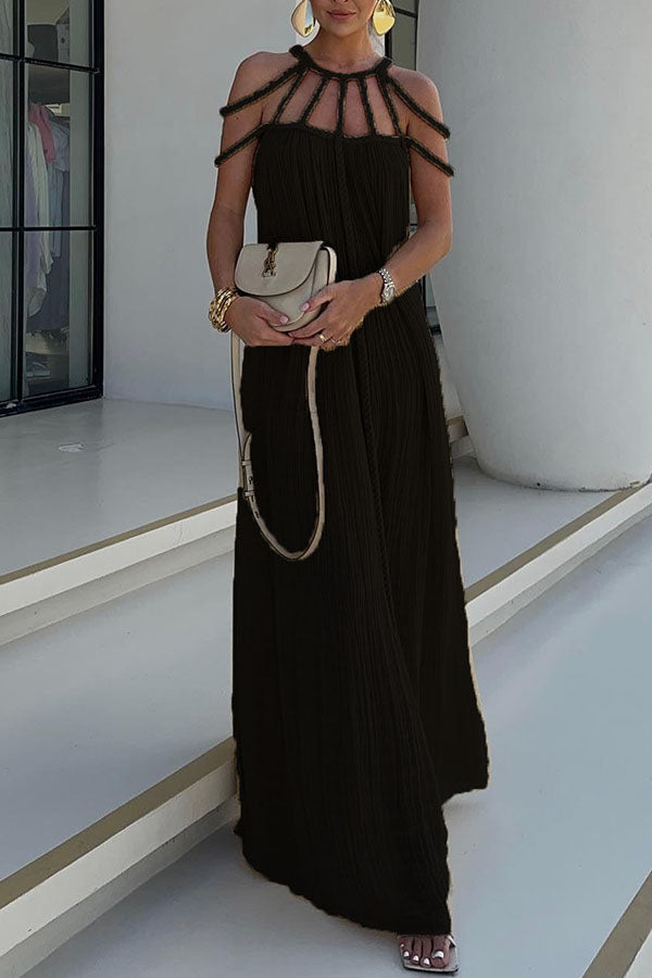 BRAIDED LINEN MAXI DRESS