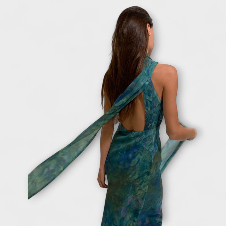 Iris Print Maxi Dress