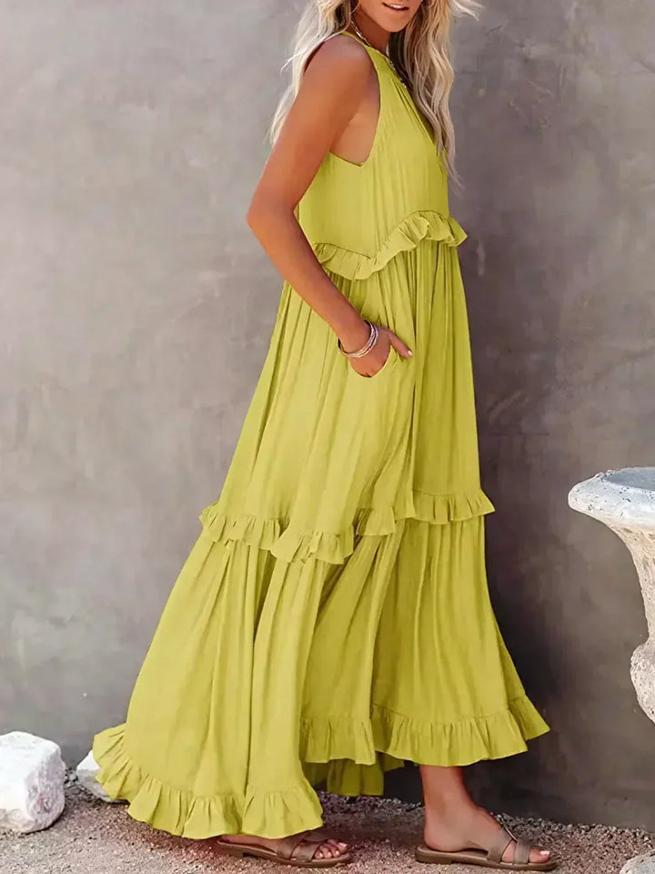 Women's Halter Summer Dress with Ruffles | Maxi