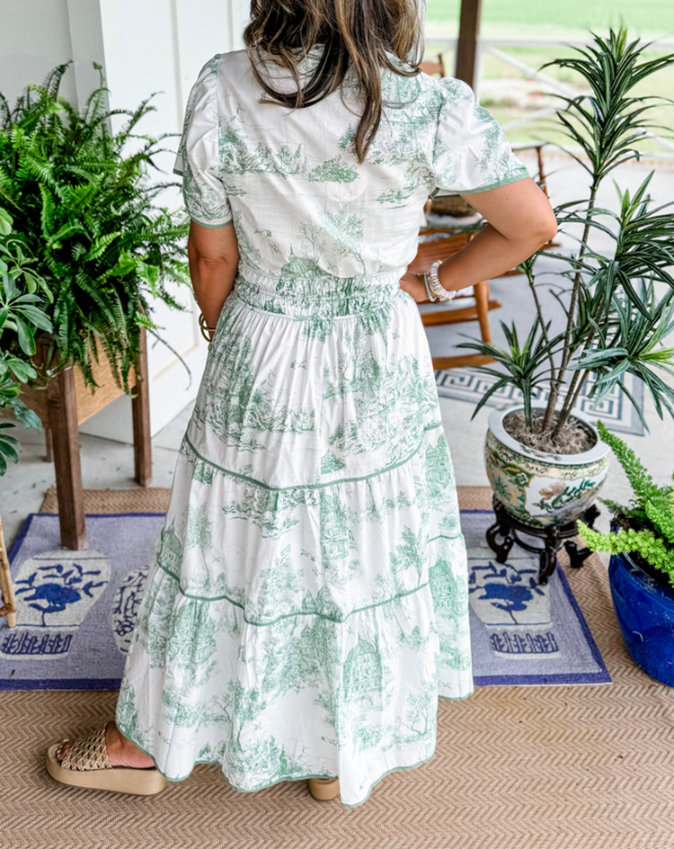Women’s Tiered Vintage Print Dress | Maxi