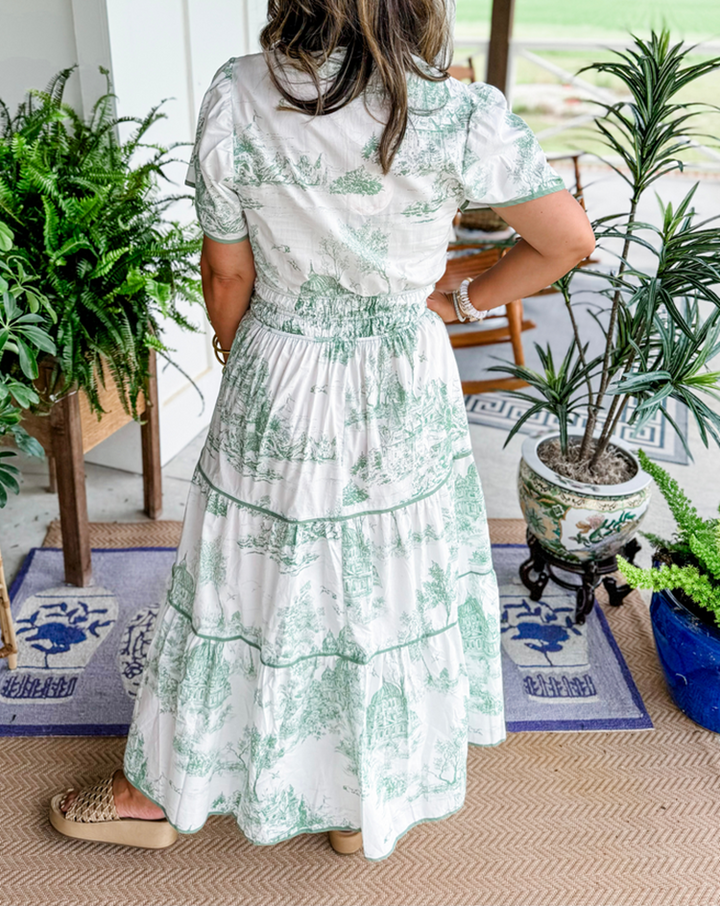 Women’s Tiered Vintage Print Dress | Maxi