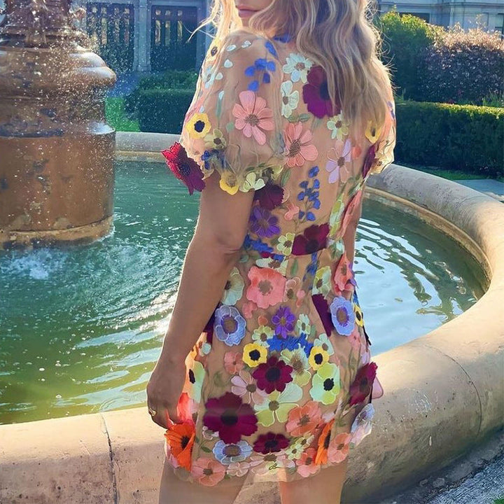 3D Floral Embroidered Marina Dress for Elegant Style