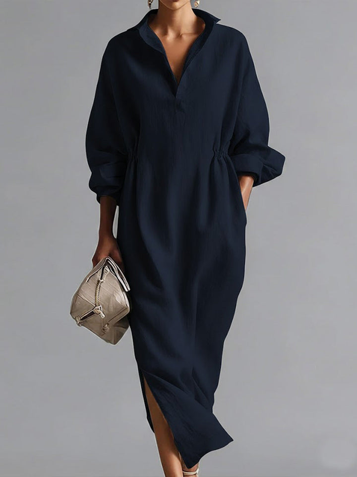 COTTON LAPEL SHIRT DRESS