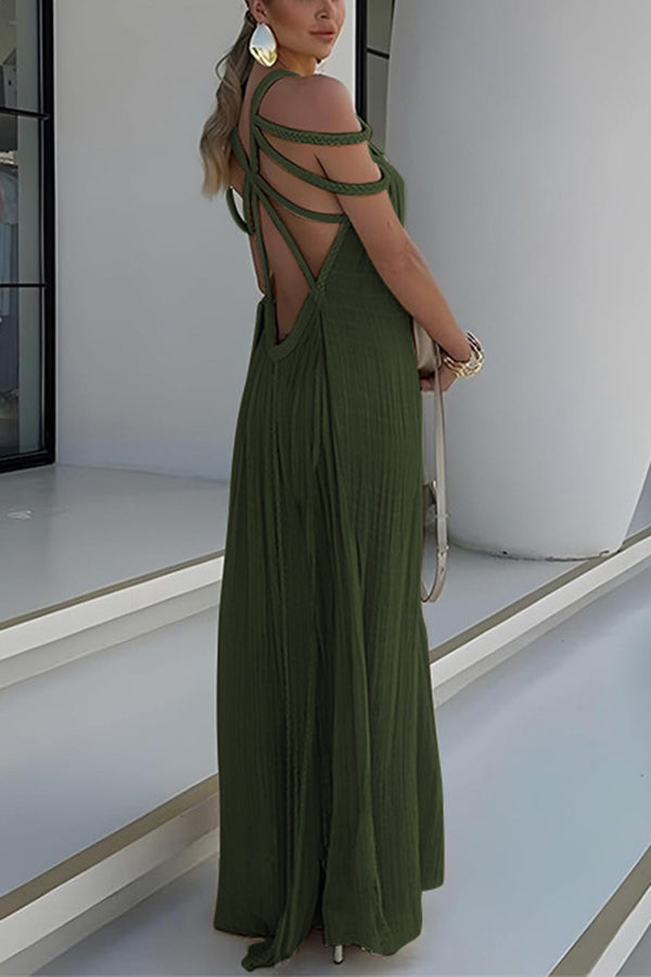 BRAIDED LINEN MAXI DRESS