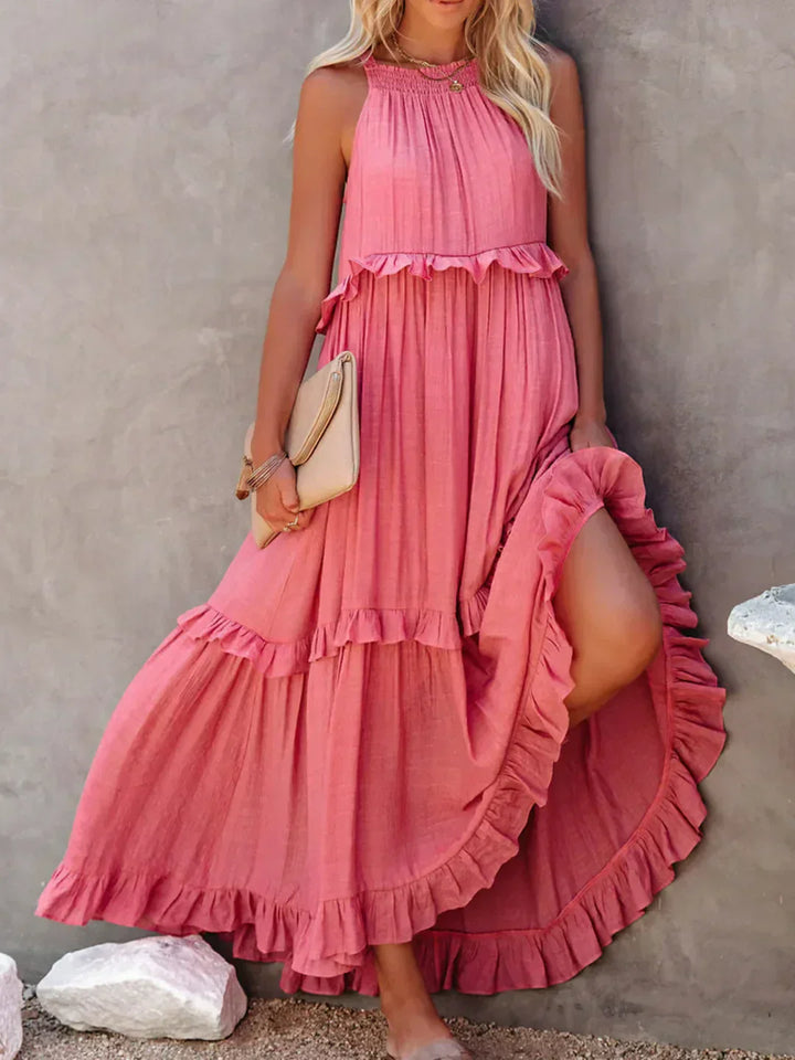 Women's Halter Summer Dress with Ruffles | Maxi