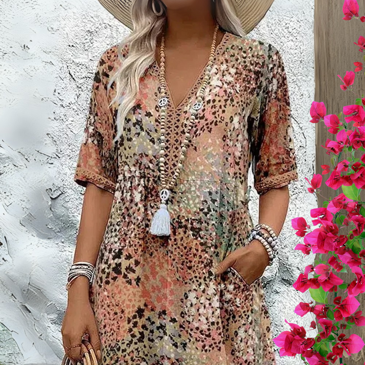 Isla | Elegant Casual V-Neck Midi Dress