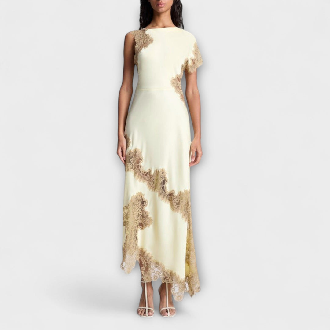 Maxi Dress with Satin and Lace Accents