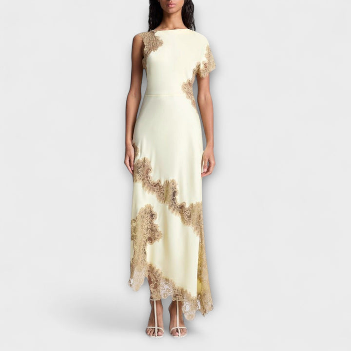 Maxi Dress with Satin and Lace Accents