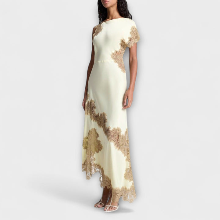 Maxi Dress with Satin and Lace Accents