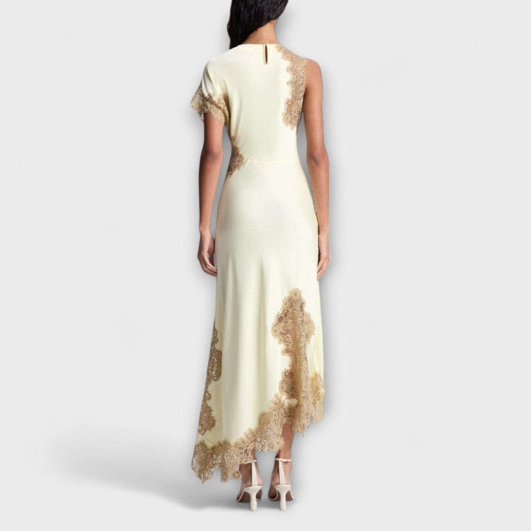 Maxi Dress with Satin and Lace Accents