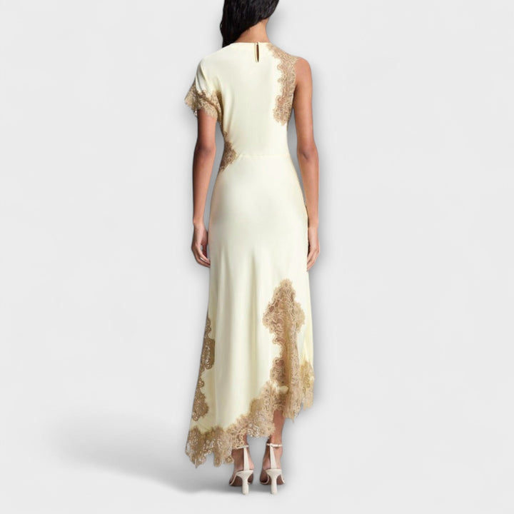Maxi Dress with Satin and Lace Accents