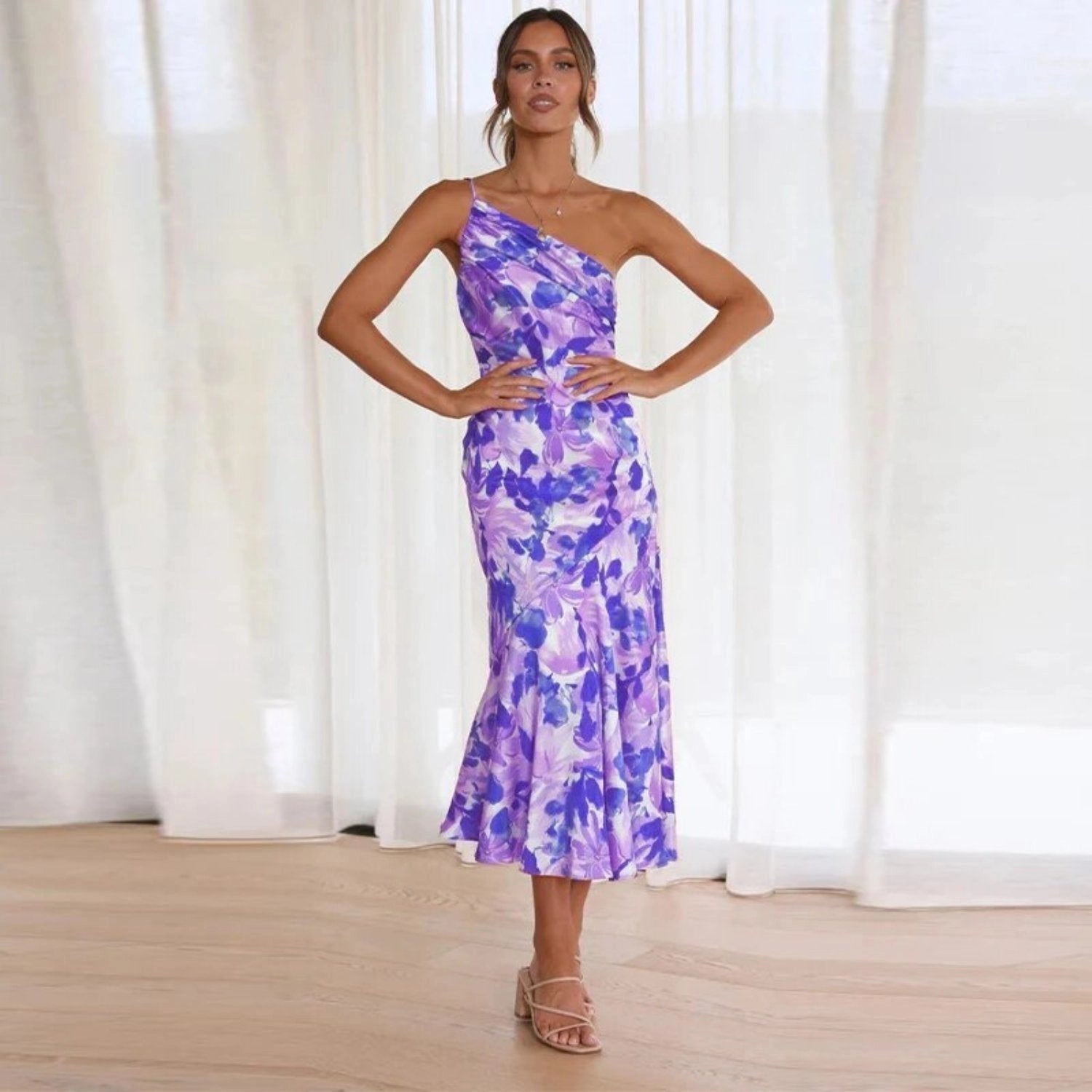 Diane | Floral Satin Dress
