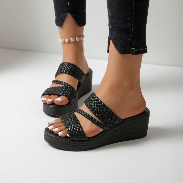Women's Woven Wedge Colorful Summer Mules