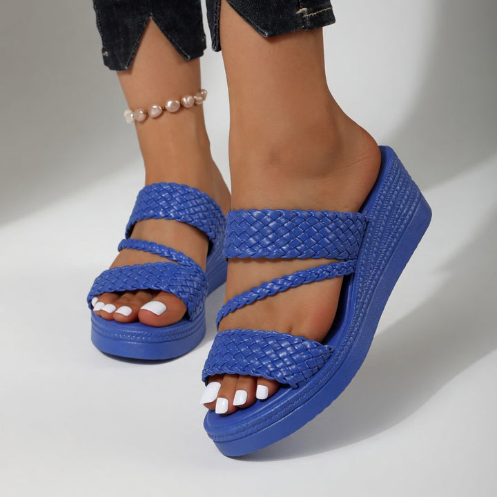 Women's Woven Wedge Colorful Summer Mules