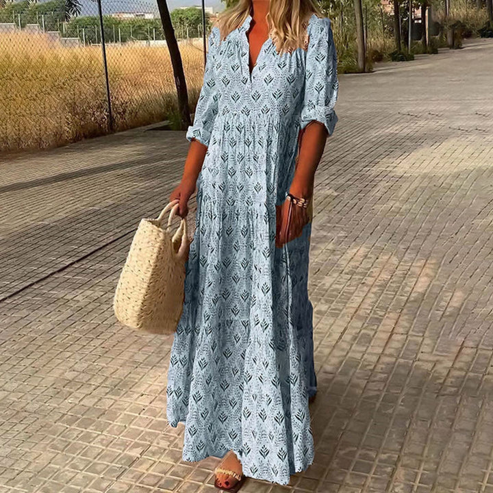 Women's Printed V-neck Dress | Boho