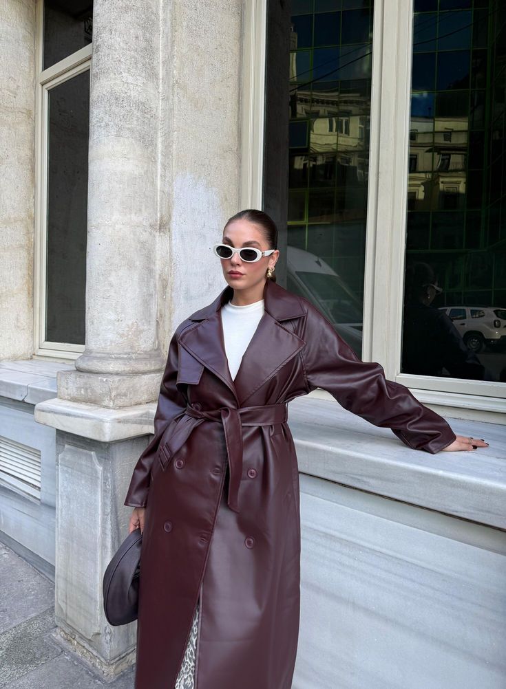 Ava | Women’s Winter Leather Maxi Trench Coat