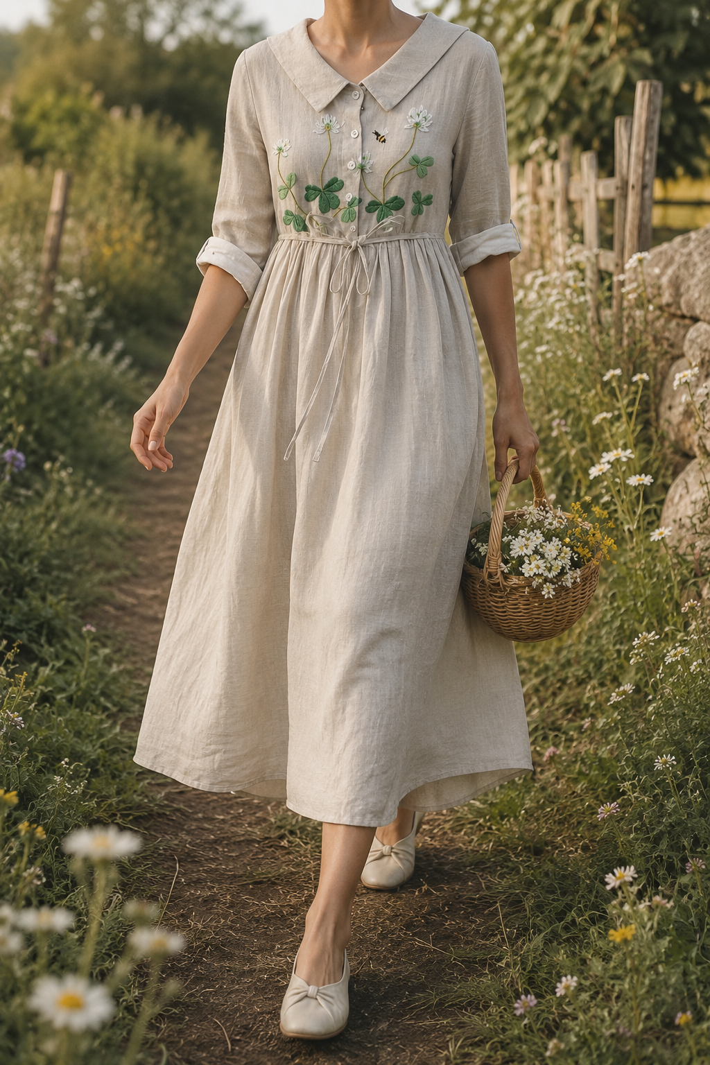 Women's Vintage Embroidered Dress | Midi