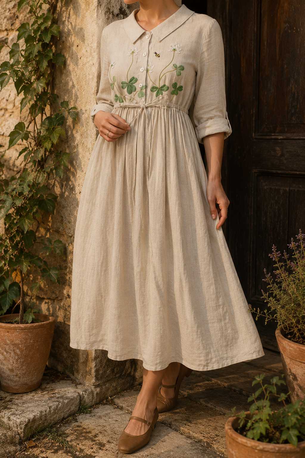 Women's Vintage Embroidered Dress | Midi