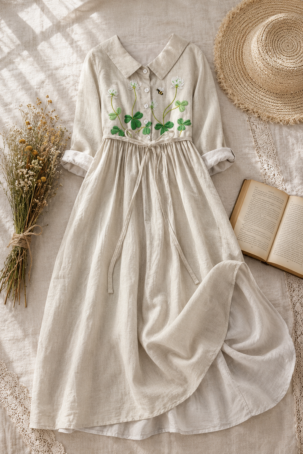 Women's Vintage Embroidered Dress | Midi
