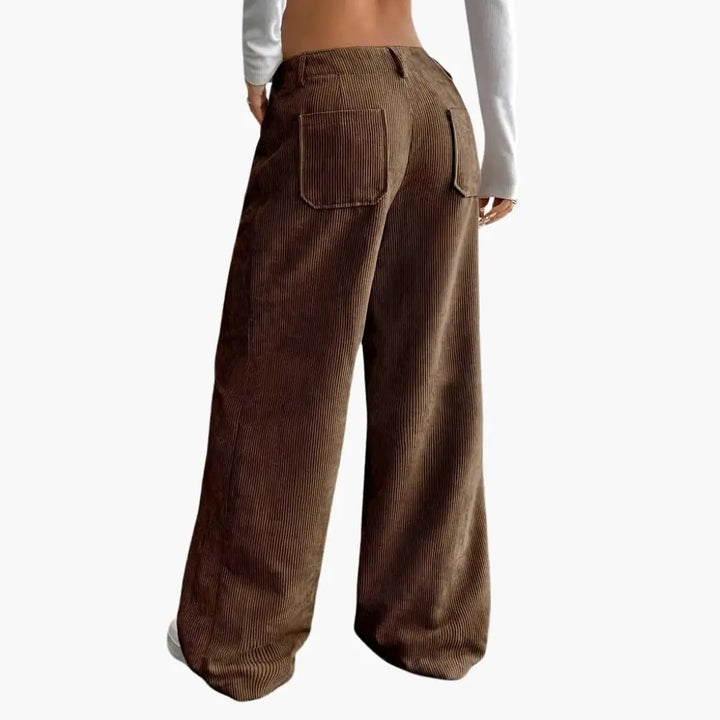 Women's Corduroy Pants with High Waist and Pockets