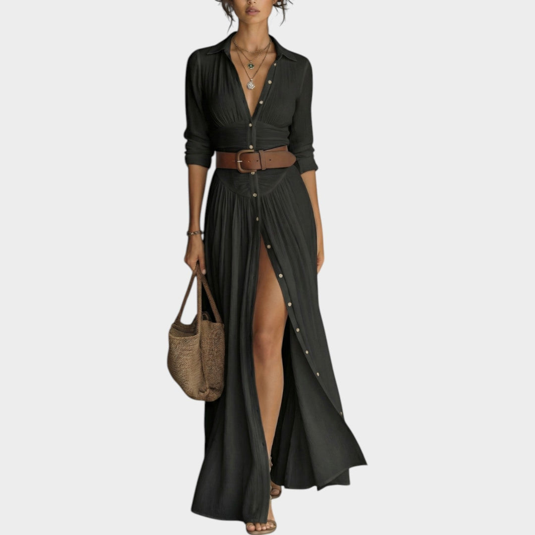 Button-Down Maxi Shirt Dress