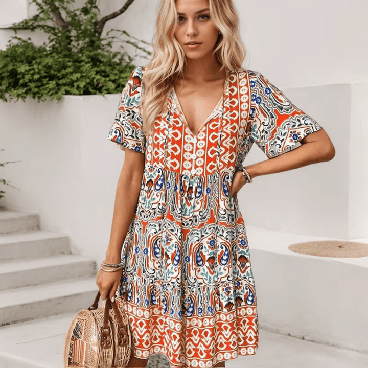 Women's Short Sleeves Round Neck Dress | Mini