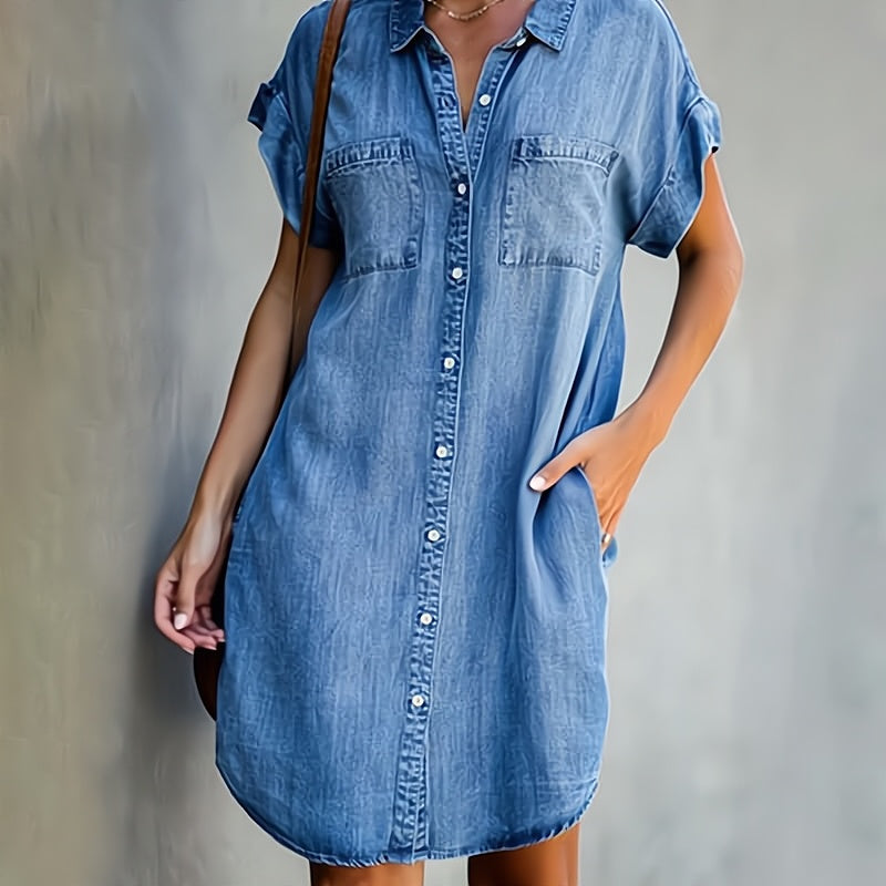 Women's Short Sleeves Casual Dress with Collar | Mini