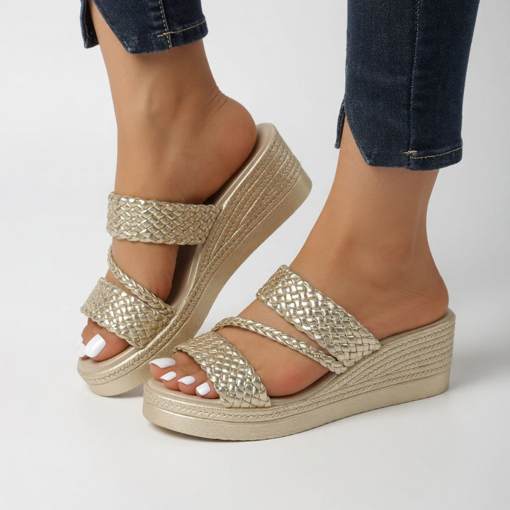 Women's Woven Wedge Colorful Summer Mules