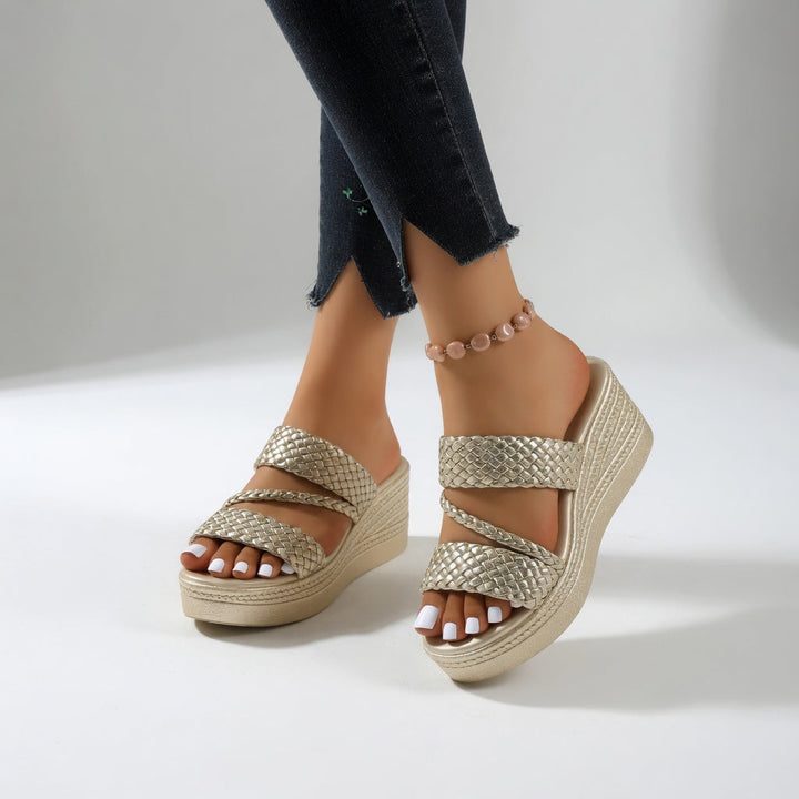 Women's Woven Wedge Colorful Summer Mules