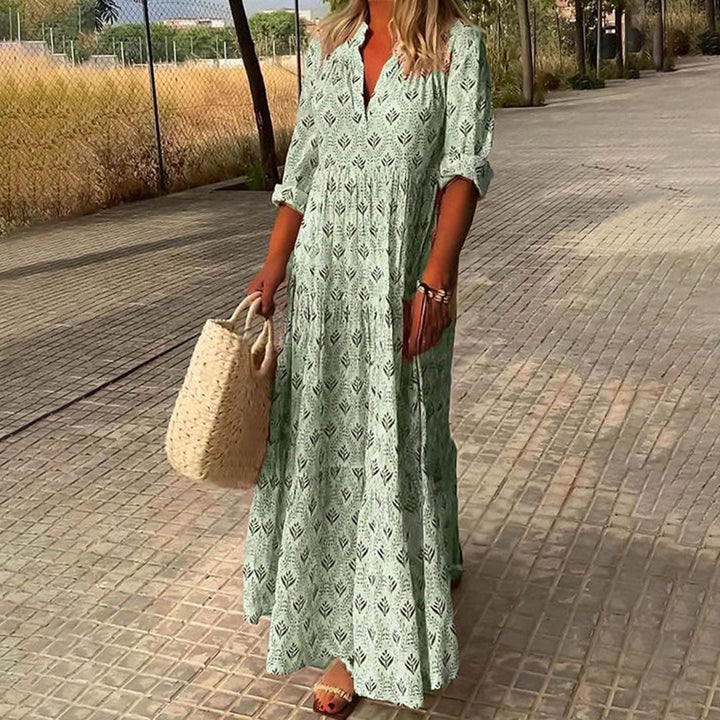 Women's Printed V-neck Dress | Boho