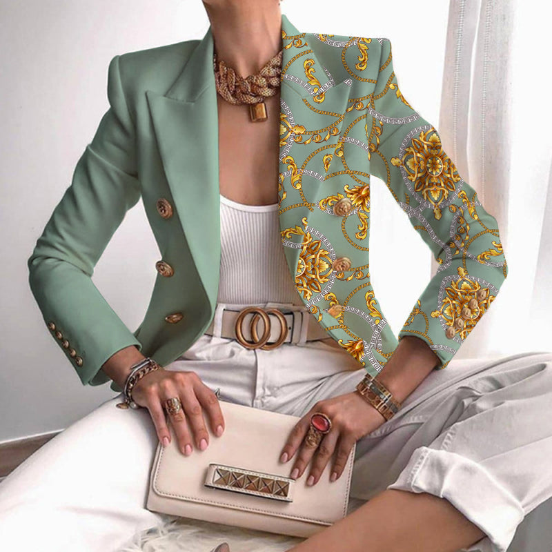 Eleanor | Women’s Contrast Panel Buttoned Work Blazer