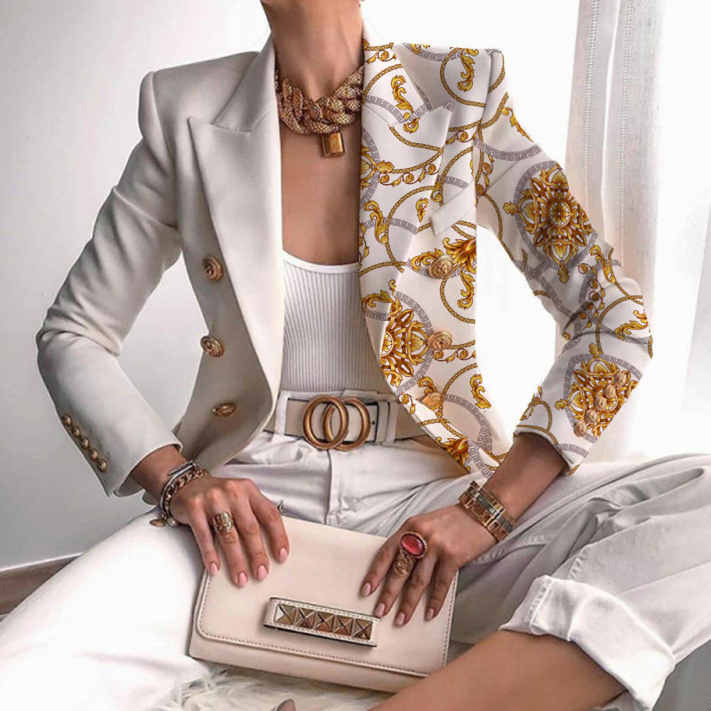 Eleanor | Women’s Contrast Panel Buttoned Work Blazer