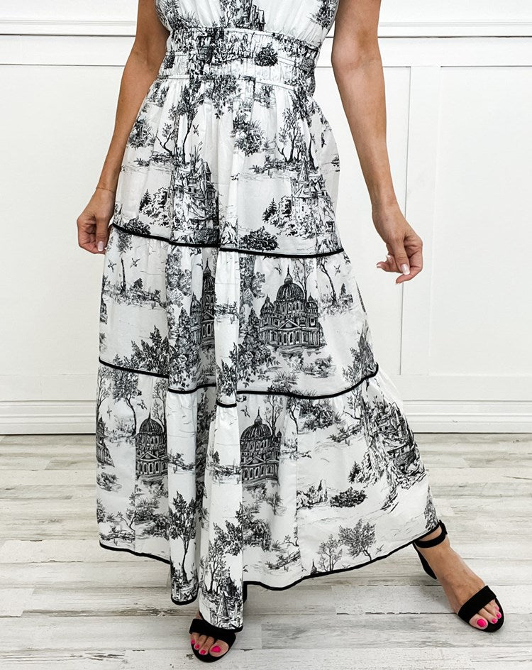 Women’s Tiered Vintage Print Dress | Maxi