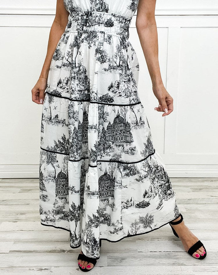 Women’s Tiered Vintage Print Dress | Maxi