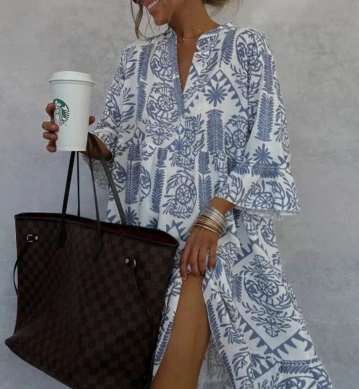 Gabriella | Women's Boho Patterned Long Sleeve Mini Dress