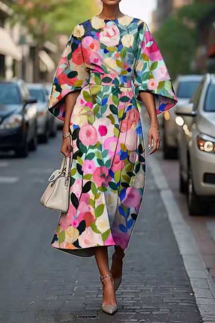 Women's Multicolor Floral Dress | Midi