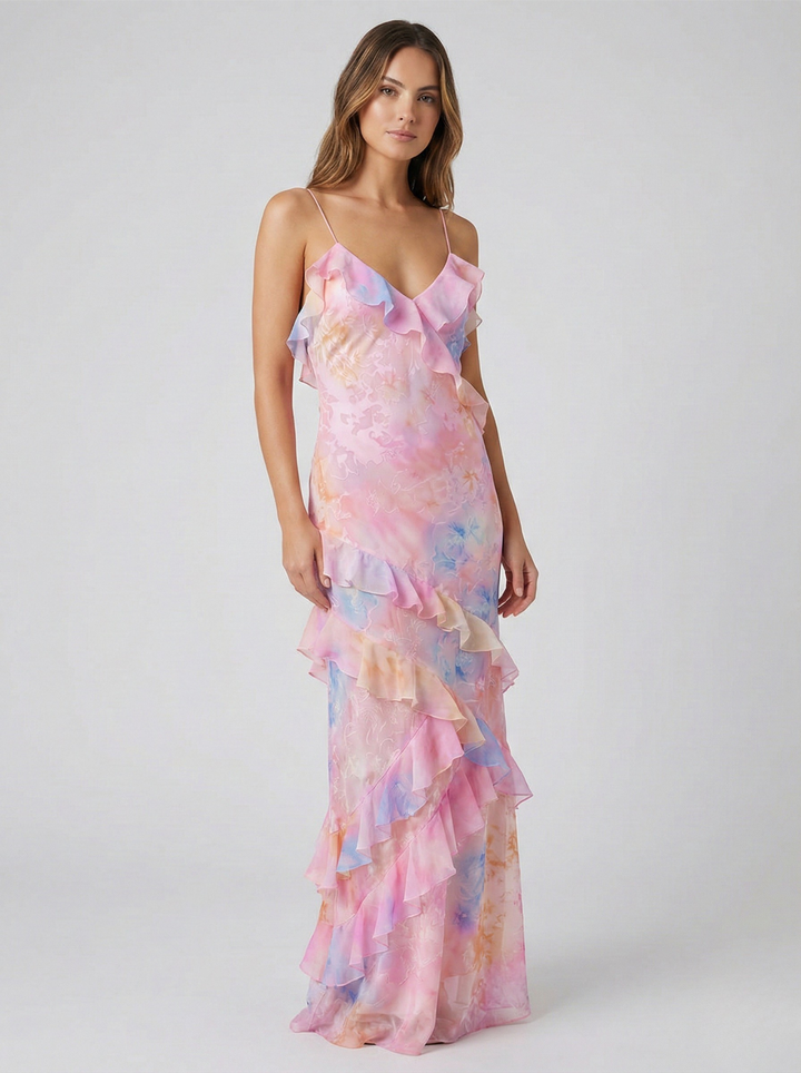 Luna’s Ethereal Flow Ruffle Maxi Dress