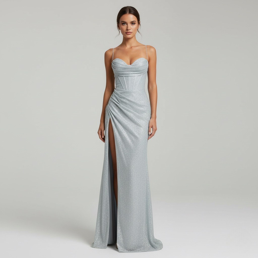 Women's Sleeveless Sweetheart Neckline Evening Dress with High Slit | Maxi