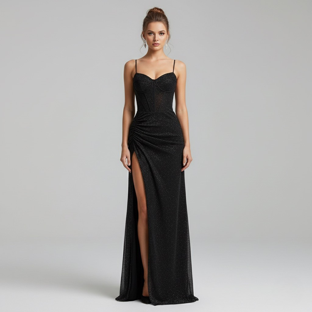 Women's Sleeveless Sweetheart Neckline Evening Dress with High Slit | Maxi