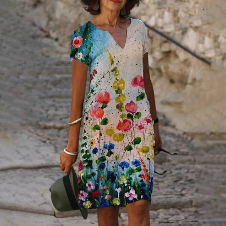 Women's Summer Casual Floral Dress | V-Neck