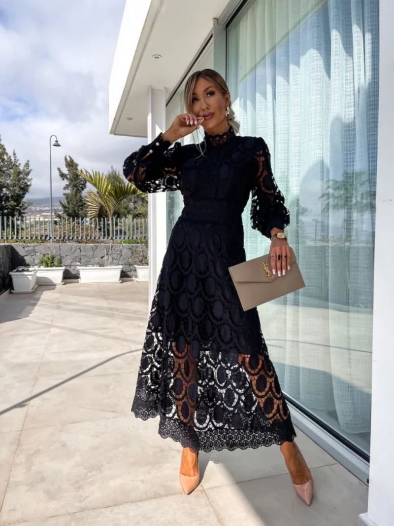 Women's Long Sleeved Turtle Neck Summer Dress | Midi