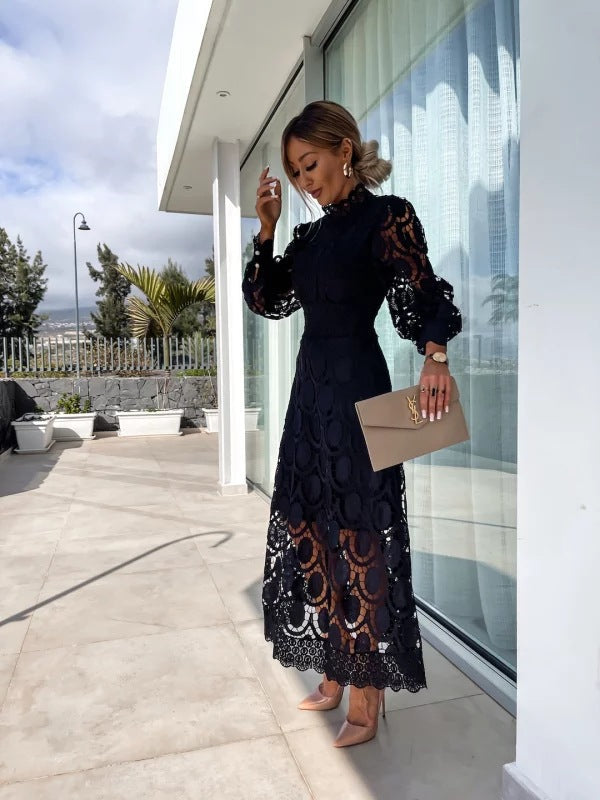 Women's Long Sleeved Turtle Neck Summer Dress | Midi