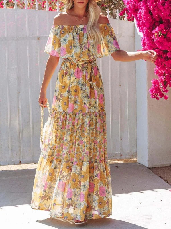 Women's Off Shoulder Mexican Style Summer Dress | Maxi