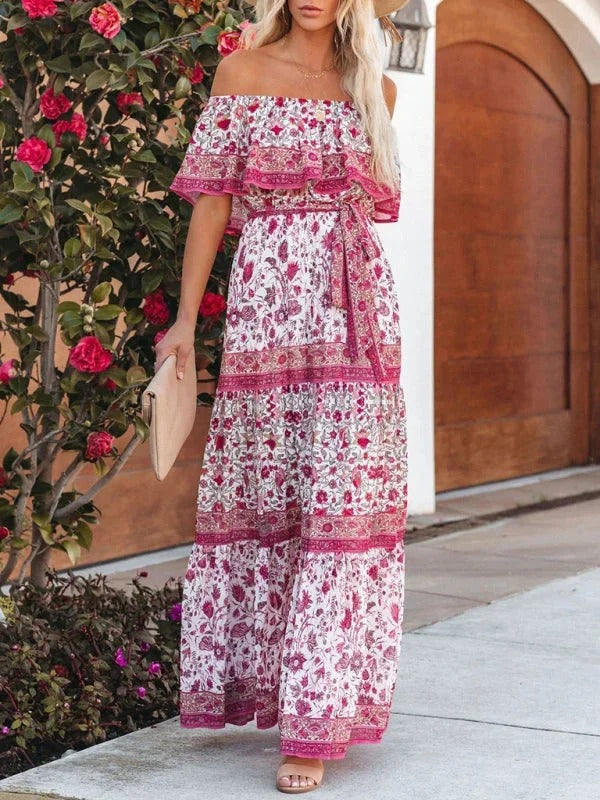 Women's Off Shoulder Mexican Style Summer Dress | Maxi