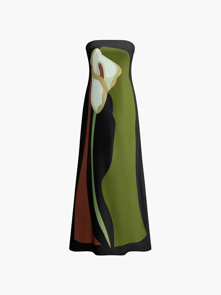Women's Sleeveless Strapless Wedding Guest Dress | Maxi