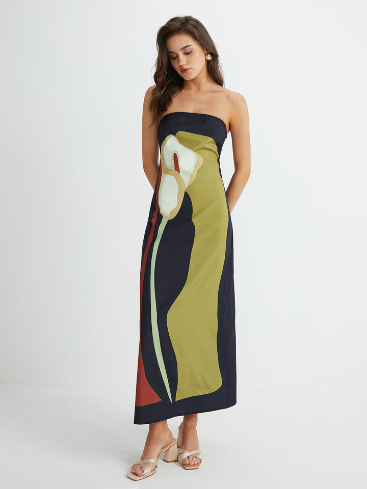 Women's Sleeveless Strapless Wedding Guest Dress | Maxi