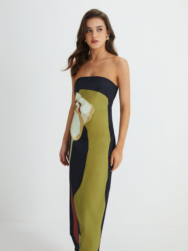 Women's Sleeveless Strapless Wedding Guest Dress | Maxi